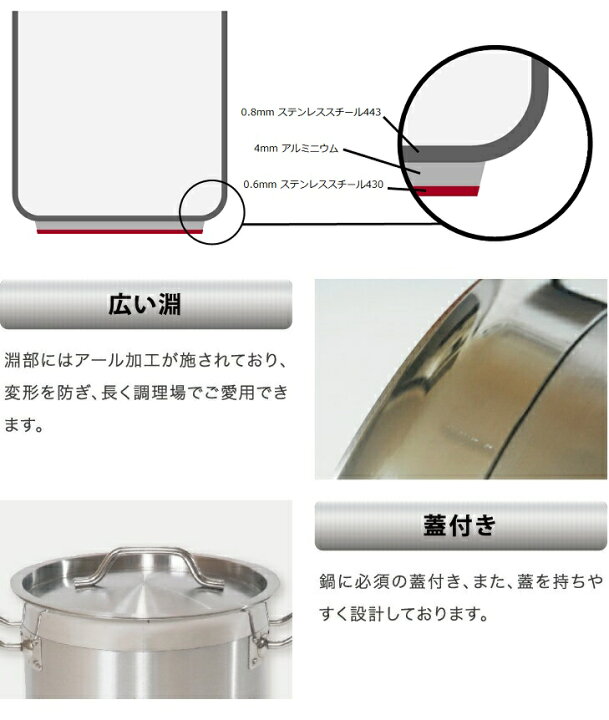 楽天市場】訳あり：本体傷・汚れあり 3年保証 IH寸胴鍋30cm ステンレス 