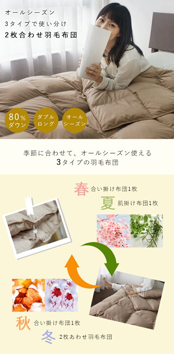 楽天市場】羽毛布団 ダブル 2枚合わせ 掛け布団 羽毛 ダウン80％ 羽毛 