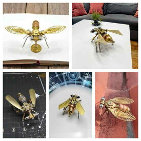 組み立て模型　メンズ　金属　ハエ　昆虫　パズル　DIY　3D　立体　メカニカル　パンク　スタイル　ギフト　玩具　男の子　プレゼント 金属模型　昆虫パズル　3D立体　DIY工作　メカギア　蒸気パンク　大人向け　男の子ギフト　精密玩具　組立キット ハエモチーフ　立体パ
