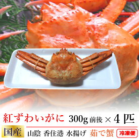 国産 茹で 紅ずわいがに 姿 300g前後 4杯 合計1.2kg 冷凍便 送料無料 [TKI] 日本海 山陰 香住港水揚げ ベニズワイガニ 蟹 かに ゆで ボイル 茹でガニ 新鮮 濃厚 旨み 甘味 ジューシー 香り タグなし 小サイズ