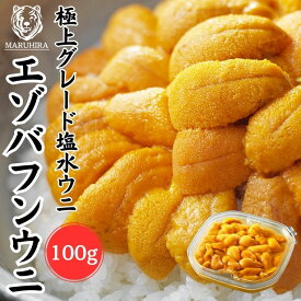 【鮮度抜群！高品質と低価格は老舗加工業者ならでは】ウニ 「極上 無添加 塩水生うに」塩水 100g 樺太・沿海州・北方四島産エゾバフンウニ 雲丹 天然 ミョウバン不使用 極上グレード お買い得 うにの匠マルヒラ渡邊水産