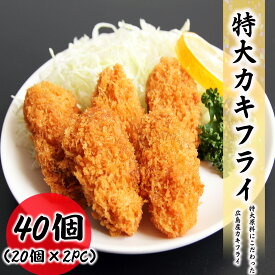 ＼どれでも2点で750円OFFクーポン／【 送料無料 】 特大 カキフライ 40個セット (20個 ×2) 約40g 牡蠣 カキ かき 大粒 大きい 冷凍 牡蠣フライ かきフライ 冷凍牡蠣フライ 冷凍カキフライ フライ 冷凍食品 広島県産 取り寄せ ギフト