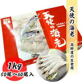 天使の海老 50/60 生食用 1kg 50尾〜60尾入り エビ 海老 刺身 しゃぶしゃぶ 生食 化粧箱 無添加 お取り寄せ ギフト 食品 冷凍便 プロ愛用 業務用 生食 冷凍 高級 海鮮