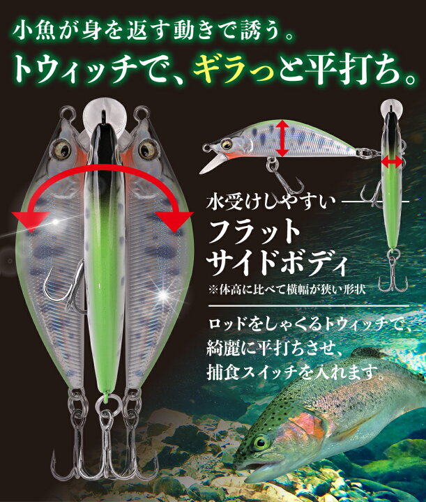 楽天市場】渓流 ミノー 4個 セット トラウト シンキング フラット 