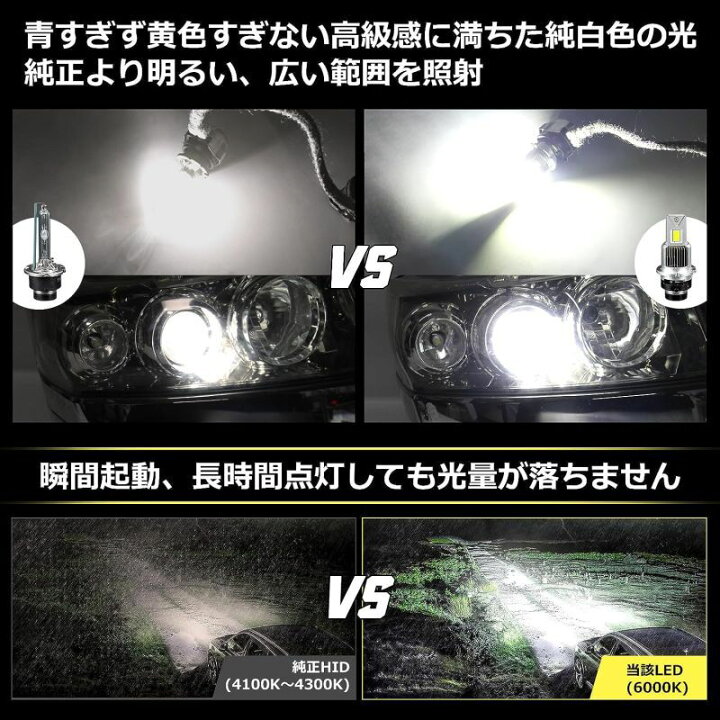 楽天市場】D4S D4R 兼用 LEDヘッドライト 爆光 車検対応 純正同サイズ 