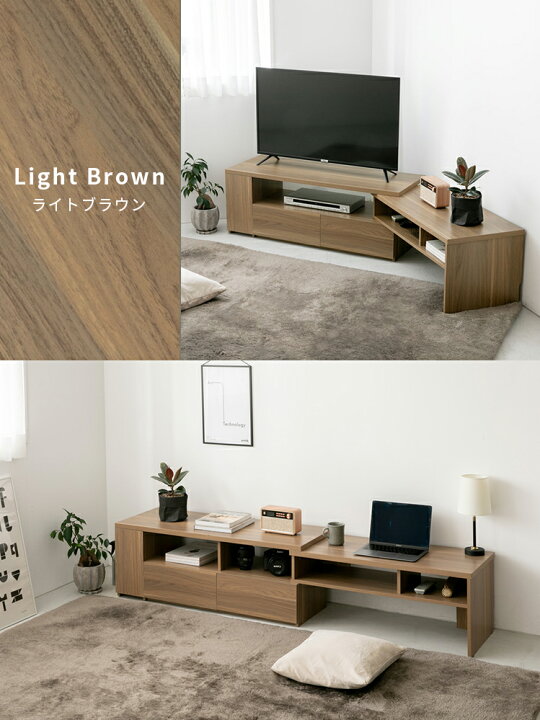 フラットなフォルムのテレビ台 (ローボード 幅176cm ブラウン 