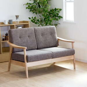 【メーカー直送品】ソファ 2人掛 ヘンリー Henry【ソファー カバー おしゃれ家具 可愛い かわいい 北欧 テイスト 2人掛け 2P 木製 天然木 木目 アッシュ材 ナチュラル シンプル ファブリック リ
