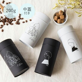 コーヒー缶　fika フィーカ【キャニスター 収納 コーヒー缶 珈琲缶 茶筒 保存容器 コーヒー 紅茶 お茶 保存 キッチン 雑貨 北欧 猫 ねこ cat カフェ かわいい 小物入れ おしゃれ モノトーン シンプル 女性 ギフト 誕生日プレゼント ホワイトデーお返し】