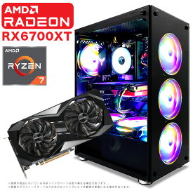 【国内組立の 新品】ゲーミングPC デスクトップパソコン RADEON RX6700XT AMD Ryzen7 5700X Windows10 SSD512GB メモリ16GB ゲーミングキーボード＆マウス＆ヘッドセット付 デスクトップPC 1年保証 安い 激安 ゲーム デスクトップPC 高スペック eスポーツ おしゃれ ゲーム