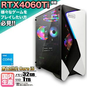 yRTX4060Tiځzyg VizQ[~OPC fXNgbv p\R Q[~Op\R RTX4060Ti 12 corei5 Windows11 10  32GB SSD 1TB fXNgbvPC 1Nۏ   Q[ X