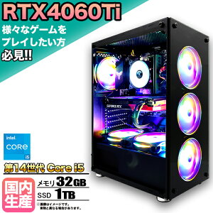 yRTX4060Tiځzyg VizQ[~OPC fXNgbvp\R rWlX GeForce RTX4060Ti Intel 14 corei5 Windows11 10  32GB SSD1TB 1Nۏ Q[ Q[~Op\R fXNgbv