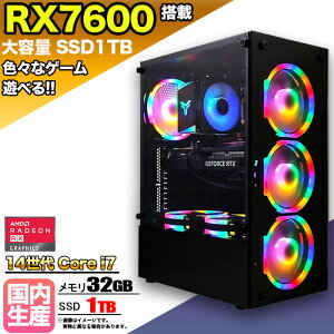 ySSԌ艿iIzQ[~OPC fXNgbvp\R rWlX Radeon RX7600 14 corei7 Windows11 10 SSD1TB  32GB 1Nۏ Q[ Q[~Op\R fXNgbvPC tH[giCg 