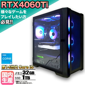 yRTX4060Tiځzyg VizQ[~OPC fXNgbvp\R rWlX GeForce RTX4060Ti Intel 14 corei5 Windows11 10  32GB SSD1TB 1Nۏ Q[ Q[~Op\R fXNgbv