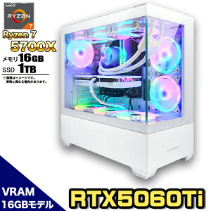 ye VRAM16GBzȈՐ Q[~Op\R s[X Q[~OPC fXNgbv p\R AMD Ryzen7 5700X RTX5060Ti Windows11 10 SSD 1TB  16GB ARGB fXNgbvPC 1Nۏ  Q[ X