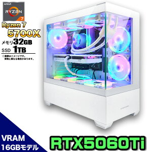 �y1���܂Œl�����IRTX5060Ti(VRAM16GB)×Ryzen7 5700X�z�Q�[�~���OPC �ȈՐ��� ARGB �s���[���X�P�[�X ������32GB SSD1TB �f�X�N�g�b�vPC ���_ Apex FF14 VALORANT Minecraft GTA PUBG �z�M�Ή� ����ҏW e�X�|�[�c ���S