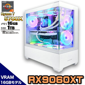 ye VRAM16GBzȈՐ Q[~Op\R s[X Q[~OPC fXNgbv p\R AMD Ryzen7 5700X Radeon RX9060XT Windows11 10 SSD 1TB  16GB ARGB fXNgbvPC 1Nۏ  Q[ 