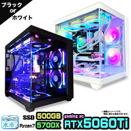 【RTX5060Ti×Ryzen7 5700X】ゲーミングPC 簡易水冷 ARGB ピラーレスケース メモリ16GB SSD500GB デスク…
