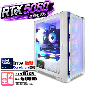 �yCore Ultra 5 225F×RTX5060�z�y�����g�� �V�i�z�Q�[�~���OPC ������16GB SSD500GB Windows11 �f�X�N�g�b�vPC Apex Fortnite �����n�����C���Y VALORANT Minecraft FF14 ���_ GTA PUBG ����ҏW �z�M e�X�|�[�c ���S�� 1�N