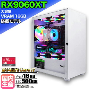 ySSԌ艿iIzye VRAM16GB RX9060XTځzQ[~OPC fXNgbvp\R rWlX AMD Radeon RX9060XT Intel 14 corei7 Windows10 11  16GB SSD 500GB 1Nۏ Q[ Q[~Op\