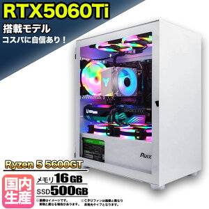 �y�}���\���l�����I�����g���� �V�i�z�Q�[�~���OPC �f�X�N�g�b�v�p�\�R�� �r�W�l�X GeForce RTX5060Ti Ryzen5 5600GT Windows10 11 SSD500GB ������ 16GB 1�N�ۏ� �Q�[�� �Q�[�~���O�p�\�R�� �f�X�N�g�b�vPC ��