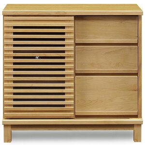 サイドボード 引き戸 日本製 幅80 ルーバー デザイン 収納 収納家具