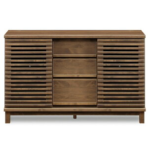 サイドボード 引き戸 日本製 幅120 ルーバー デザイン 収納 収納家具