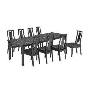 ダイニングテーブルセット 8人掛け 幅240cm メラミン ダイニングセット ダイニング9点セット リビング 高級感 モダン おしゃれ ホワイト ブラック 新生活