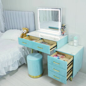 マラソン限定クーポン実施中 ドレッサー おしゃれ 女優ミラー 感謝祭 デスク 北欧風 コンパクト お姫系 LEDミラー ベロア調 テーブル幅100cm (幅60cm、80cmも販売中) チェスト LEDミラー スツール 寝室化粧テーブル サイドテーブル メイク台 化粧台コスメ