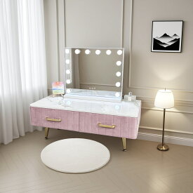 期間値引クーポンあり ドレッサー おしゃれ 女優ミラー《自社製品》可愛い デスク 欧風 鏡台 お姫系 ベロア調 テーブル 幅80cm 幅60cm 幅100cm スツール LEDミラー 寝室 化粧テーブル メイク台 化粧台 コスメ収納