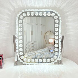 マラソン限定クーポン実施中 女優ミラー おしゃれ 拡大鏡付 美容室 ドレッサー ミラー 化粧台 卓上ミラー 化粧ミラー 化粧鏡 壁掛け ハリウッドミラー サロン 卓上 大型化粧鏡 3色照明モード 明るさ調節可能 LEDバックライト