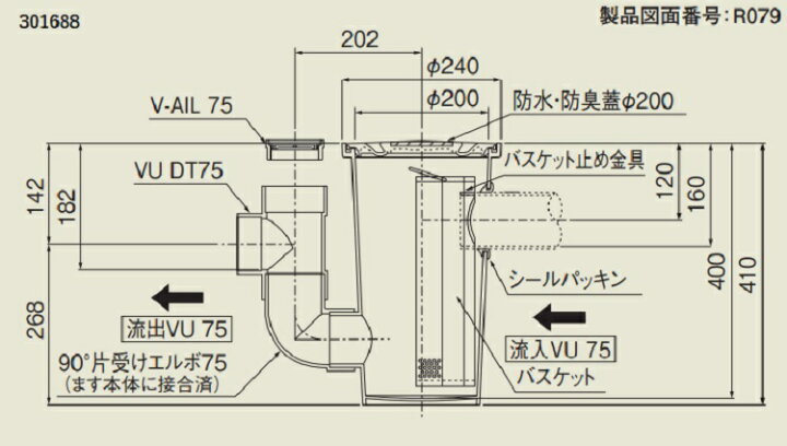 楽天市場】タキロン クリーンます 【狭所浅型】 301688 CM-CSBFU (75 