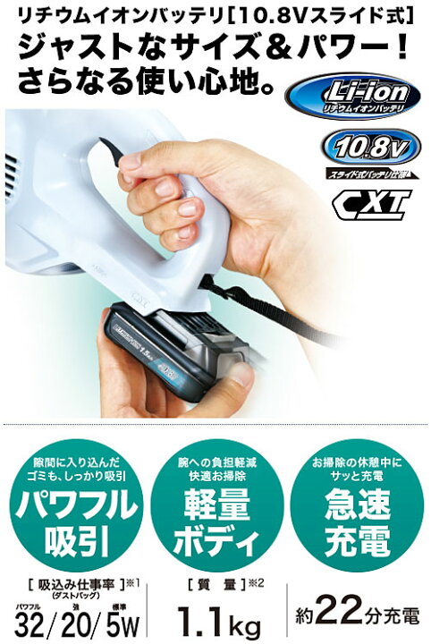 楽天市場】[正規店 1年保証] マキタ 掃除機 紙パック式 CL107FDSHW A 