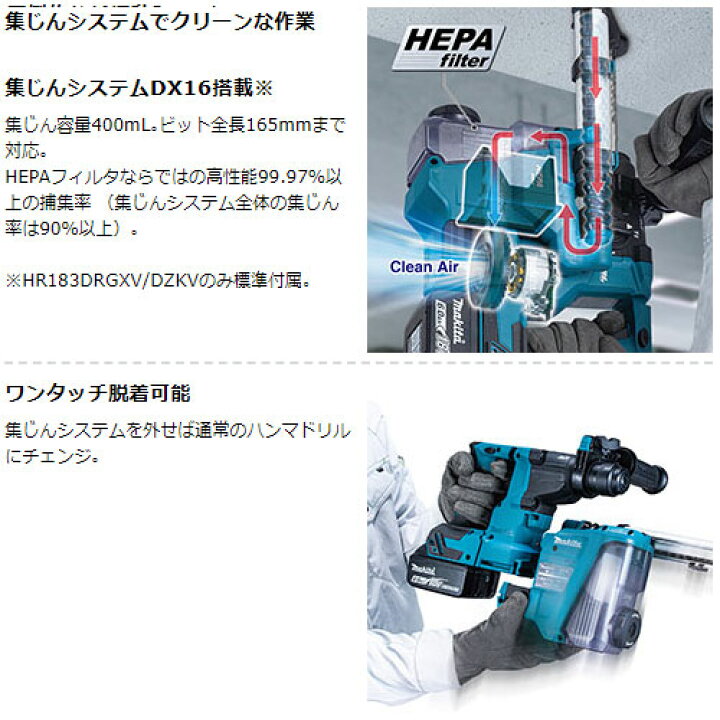 楽天市場】[正規店] マキタ 18mm 充電式 ハンマドリル HR183DZK  