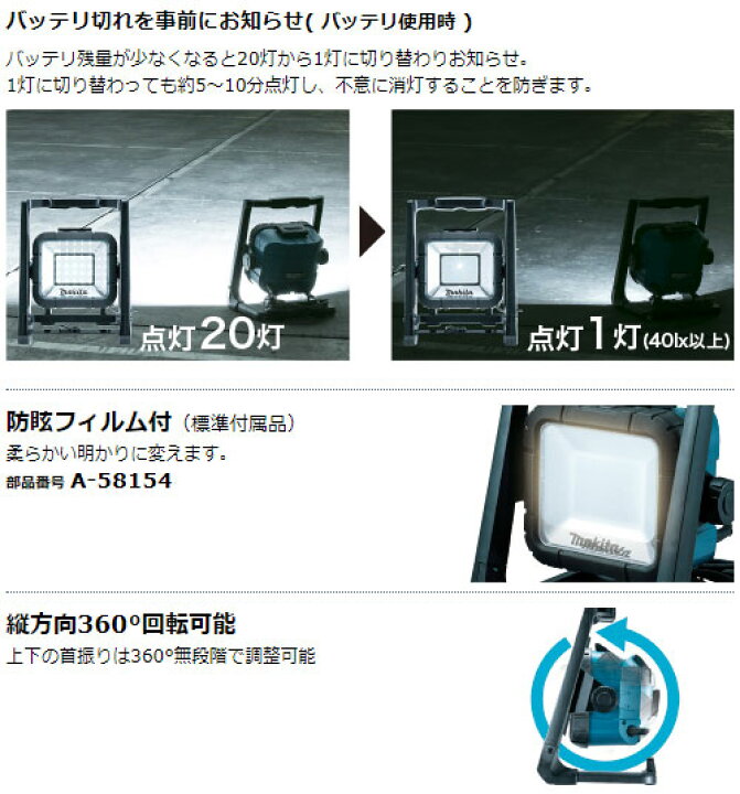 楽天市場】[マキタ正規店] マキタ 充電式スタンドライト ML805 LED 