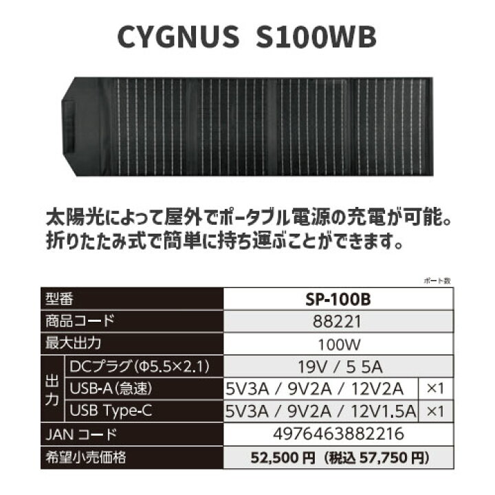 楽天市場】MUSTTOOL ソーラーパネル CYGNUS S100WB 折りたたみ式 