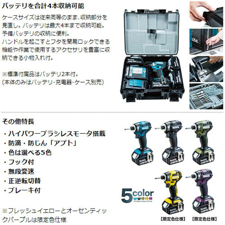 楽天市場】[マキタ 正規店] 充電式 インパクトドライバ TD173DRGX 18V 
