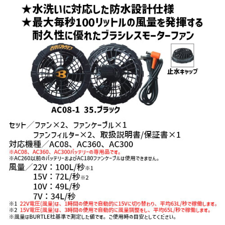 楽天市場】[ファン・バッテリーセット] バートル エアークラフト AC08  