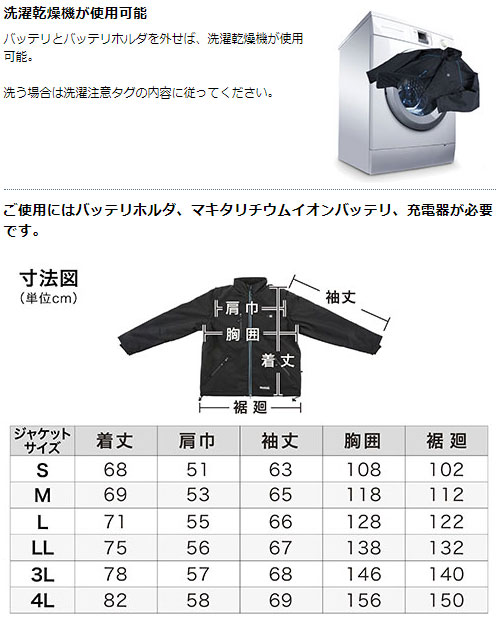 楽天市場】[マキタ 正規店] 充電式 暖房ジャケット CJ205DZ