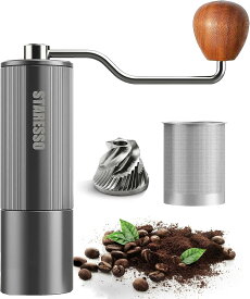 STARESSO コーヒーミル 手動 手挽きコーヒーミル 粗さ調整可能 軽量 省力性 携帯 お手入れ簡単 ステンレス製コーヒーミル アウトドア キャンプ ブラック coffee grinder