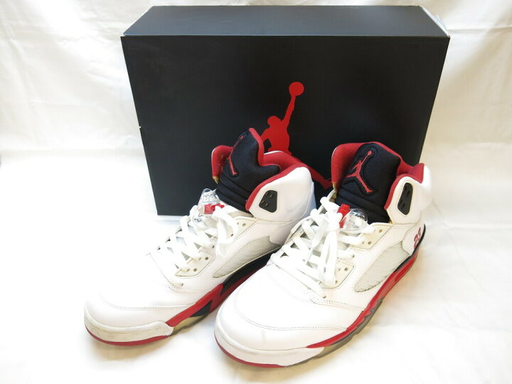 楽天市場】【中古】NIKE AIR JORDAN 5 RETRO #23 WHITE/FIRE RED-BLACK  