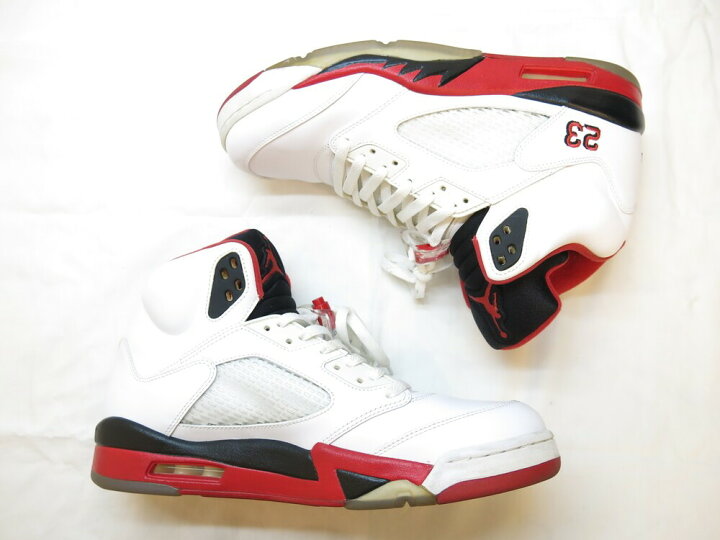 楽天市場】【中古】NIKE AIR JORDAN 5 RETRO #23 WHITE/FIRE RED-BLACK  