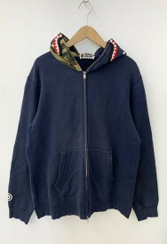 【中古】アベイシングエイプ A BATHING APE SHARK FULL ZIP HOODIE シャーク フルジップ 1870-115-048 パーカ カモフラージュ・迷彩 ネイビー LLサイズ 201MT-243