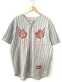 【中古】シュプリーム SUPREME 20SS Tiger Embroidered Baseball Jersey ベースボールシャツ Tシャツ 刺繍 グレー LLサイズ 201MT-567