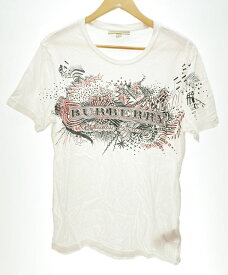 【中古】バーバリー Burberry トップス プルオーバー 半袖 Tシャツ プリント ホワイト 白 Tシャツ プリント ホワイト Sサイズ 101MT-718