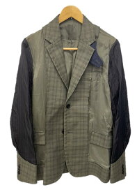 【中古】サカイ sacai Glencheck Jacket グレンチェックパネルジャケット 上着 トップス COLOR:501 日本製 20-02249M サイズ1 ジャケット グレンチェック カーキ 101MT-1094