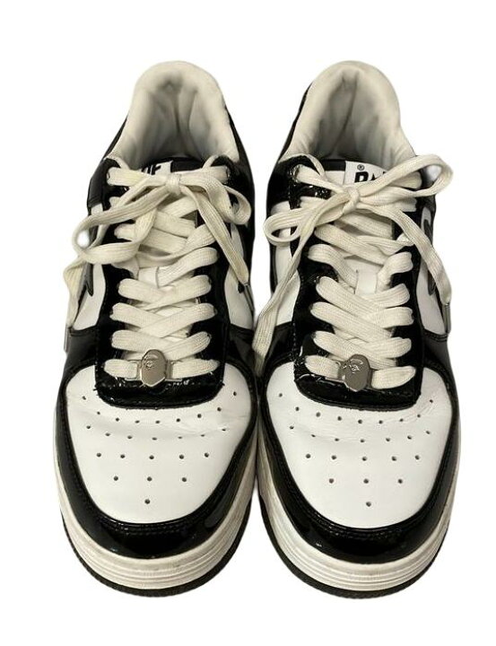 【中古】ア ベイシング エイプ A BATHING APE BAPESTA BLACK エナメル ベイプスタ ロー 黒×白 1H70191001 メンズ靴 スニーカー ブラック 101-shoes846 ドンドンサガール ベイプ BAPE 黒色 ブラック