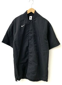 【中古】ナイキ NIKE 半袖 ブルゾン ジップアップ スナップボタン ロゴ ジャケット 刺繍 ブラック SSサイズ 201MT-639