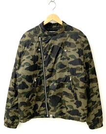 【中古】ア ベイシング エイプ A BATHING APE ジップアップ ブルゾン 001HJC801004X ジャケット カモフラージュ・迷彩 カーキ LLサイズ 201MT-1162