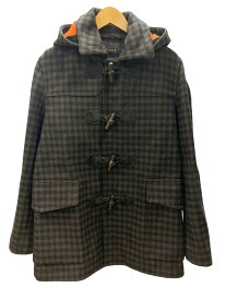 【中古】グッチ GUCCI チェック ダッフルコート ウールコート アウター チャコールグレー系 グレー系 ブラック系 347711 Z4677 サイズ46 ジャケット チェック グレー 101MT-1396