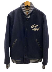 【中古】ショット SCHOTT VARSITY JACKET バーシティジャケット スタジャン 紺 3132069 ジャケット 刺繍 ネイビー Lサイズ 101MT-1477